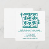 Teal Love Maze Save the Date Uitnodiging (Voorkant / Achterkant)