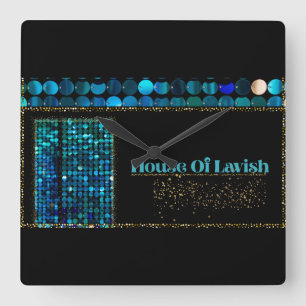 Teal Luxe Mozaïek Wandklok Zwart Thuis En Kantoor Vierkante Klok
