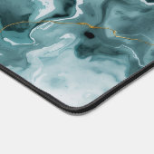 Teal Marble Gold Vein Desk Mat (Coin)
