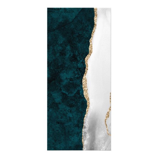 Teal Marble, White & Gold Agate Wedding Menu (Dos)