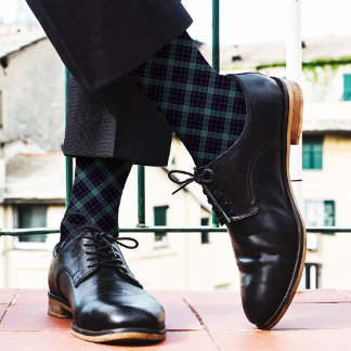 Teal marine sportief ruitpatroon tartan sportnaam sokken