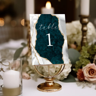 Teal Marmer, Wit & Goud Agate Tafelkaart Kaart