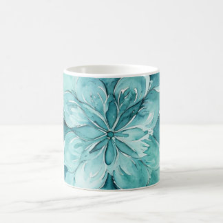 Teal & Mint Green Watercolor Floral Mandala Koffiemok