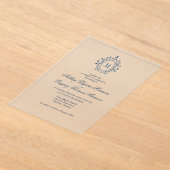 Teal Monogram Acrylic Wedding Invitation (Poser)