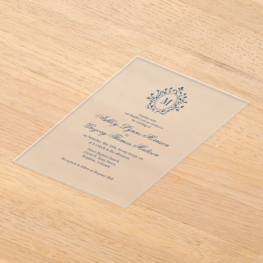 Teal Monogram Acrylic Wedding Invitation (Poser)