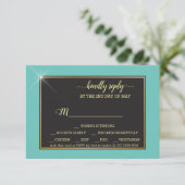 Teal Monogram 💍 Moderne Geometrische RSVP Kaartje (Staand voorkant)