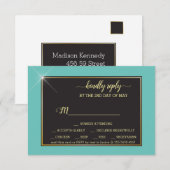 Teal Monogram 💍 Moderne Geometrische RSVP Kaartje (Voorkant / Achterkant)