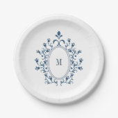 Teal Monogram Plate Papieren Bordje (Voorkant)