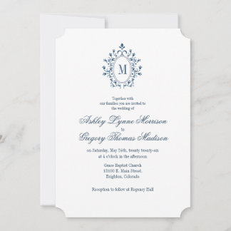 Teal Monogram Wedding Invitation