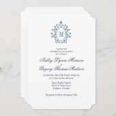 Teal Monogram Wedding Invitation (Devant / Derrière)