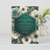 Teal Moody Floral Opulence Wedding Kaart (Staand voorkant)