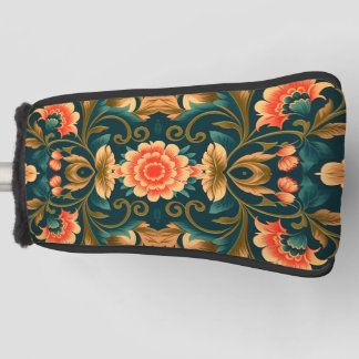 Teal Mozaïek Bloem Putterhoes Golfheadcover