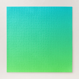Teal naar Lime Groen Moderne Kleurgradiënt Ombre Legpuzzel