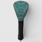 Teal Navajo Tribal Geometric Pattern Golfheadcover (Voorkant)