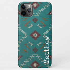 Teal Navajo Tribal Geometric Pattern Phone Case iPhone 11Pro Max Hoesje