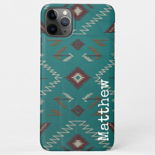 Teal Navajo Tribal Geometric Pattern Phone Case iPhone Hoesje (Achterkant)