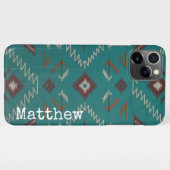 Teal Navajo Tribal Geometric Pattern Phone Case iPhone Hoesje (Achterkant horizontaal)