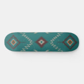 Teal Navajo Tribal Geometric Pattern Skateboard (Horizontaal)