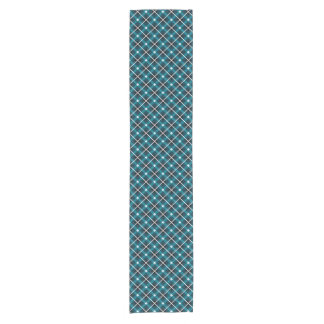 Teal & Navy Geometric Grid Pattern Korte Tafelloper