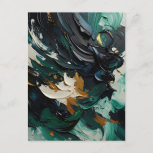 Teal Navy Goud Abstract Draaikolken Briefkaart