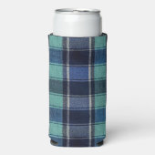 Teal & Navy Tartan Plaid Can or Bottle Cooler (Seltzer Voorkant)