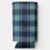 Teal & Navy Tartan Plaid Can or Bottle Cooler (Achterkant)