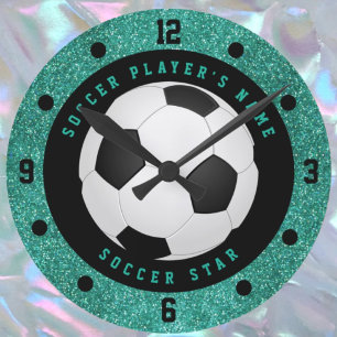 Teal nep glitters Voetbal Jongens Voetbal Ronde Klok