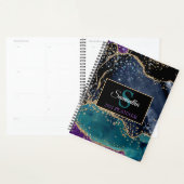 Téal Noir Agate Monogramme Luxe Moderne (Devant avec enveloppe)