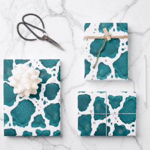 Teal Oceaan Agaat Modern Abstracte Steen Cadeaup Inpakpapier Vel