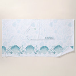 Teal Oceanic Pearls Personalised Beach Towel Strandlaken