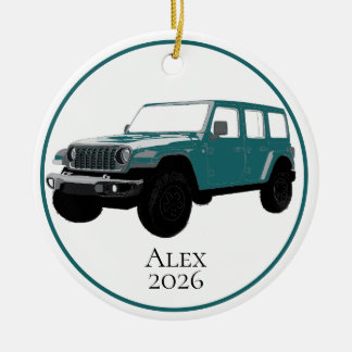 Teal Off-Road Utility Vehicle 7 slot grille Keramisch Ornament
