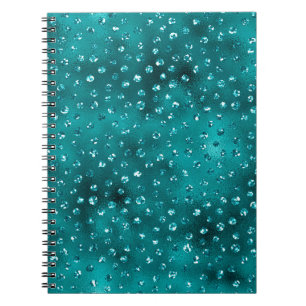 Teal Ombre Glam Glitter Stippenpatroon Notitieboek