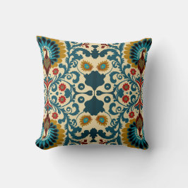 Teal, orange and yellow floral pattern  kussen