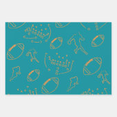Teal, Orange & White Football Patterns Inpakpapier Vel (Voorkant)