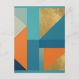 Teal Oranje Goud Geometrisch Abstract Briefkaart
