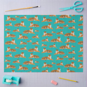 Teal Oranje Jungle Tijger Dierenpatroon Tissuepapier