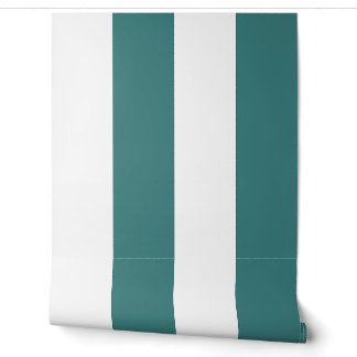 Teal oversized cabana-streep behang