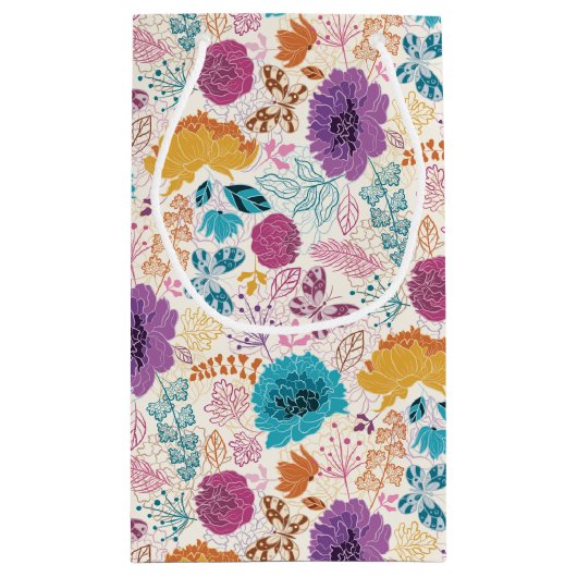 Teal Paars Gele Lente Weide Bloemen Bruiloft Klein Cadeauzakje (Achterkant)