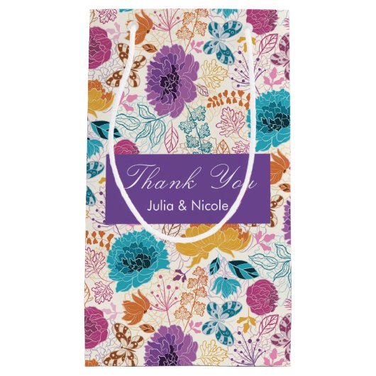 Teal Paars Gele Lente Weide Bloemen Bruiloft Klein Cadeauzakje (Voorkant)