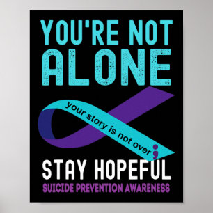 Teal Paarse Lint Steun Preventie van Zelfmoord Bew Poster
