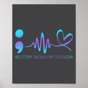 Teal & Paarse puntkomma suicidepreventie Awa Poster