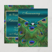 Teal Pauw Huwelijksaankondiging Aankondiging (Voorkant / Achterkant)