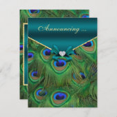 Teal Pauw Verlovingsaankondiging Aankondiging (Voorkant / Achterkant)