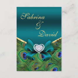 Teal Pauwontontvangstkaart Informatiekaartje