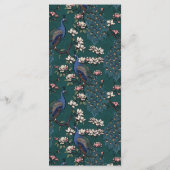 Teal Peacock Hand-Drawn Wedding Menu (Dos)