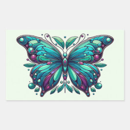 Teal & Purple Butterfly 4 Rechthoekige Sticker