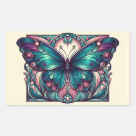 Teal & Purple Butterfly 5 Rechthoekige Sticker