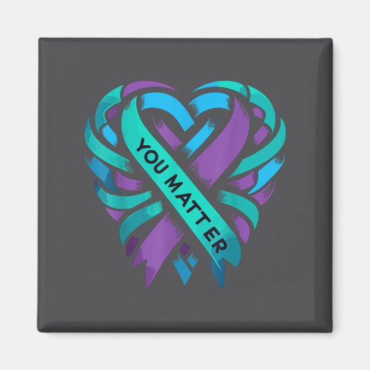 Teal Purple Heart You Suicide Prevention Awareness Magneet (Voorkant)