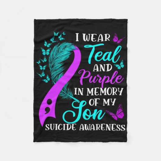 Teal Purple In Memory Of My Son Suicide Awareness Fleece Deken (Voorkant)