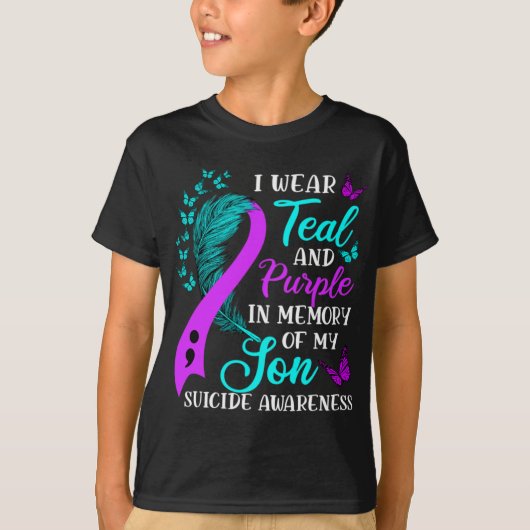 Teal Purple In Memory Of My Son Suicide Awareness T-shirt (Voorkant)